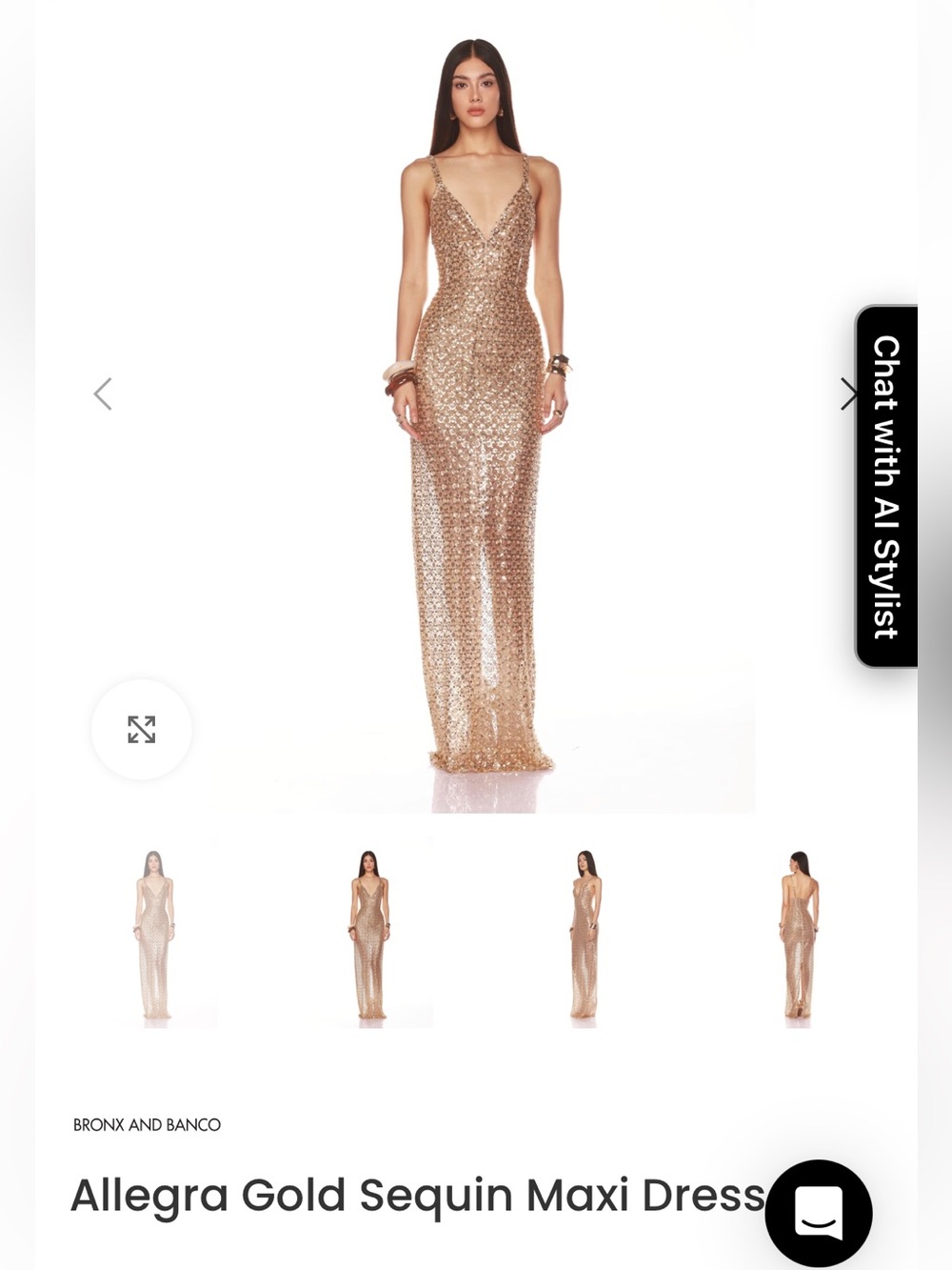 Bronx and Banco Gold Sequin Maxi Dress